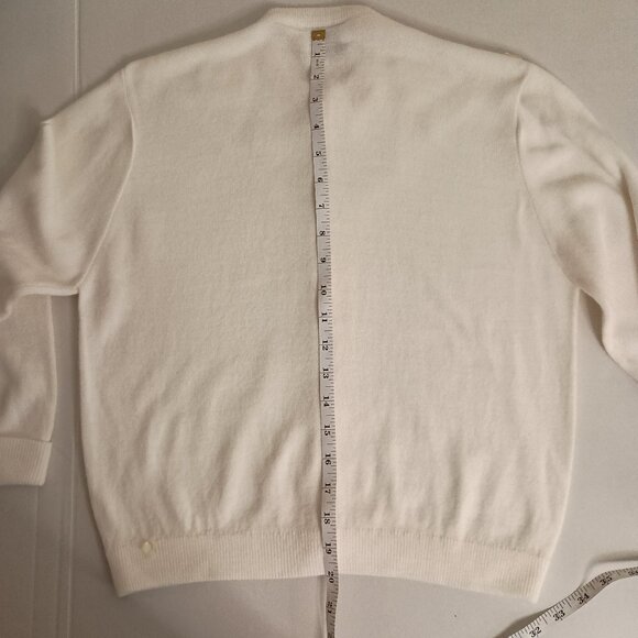 Ste Laurent Vintage White Embellished Crop 3/4 Sleeve Cardigan Sweater Women’s - Picture 11 of 16
